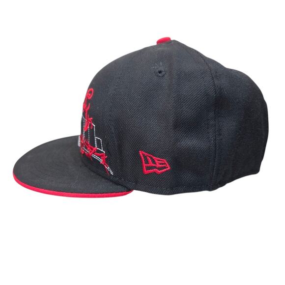 NEW ERA‎ 59Fifty Atlanta Braves Black Red Graphic Fitted 7 1/4 Baseball Cap Hat - Picture 3 of 6